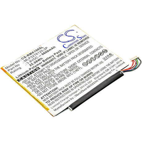 3.8V, Li-Polymer, 6600mAh, Tablet battery fits Verizon, Mlp3276120-2p, Ellipsis 10, Ellipsis 10 16gb, 25.08Wh Tablet Cameron Sino Technology Limited