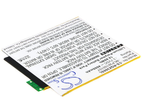3.7V, Li-Polymer, 4000mAh, Tablet battery fits Verizon, Mlp36100107, Ellipsis 8, Ellipsis Kids, 14.80Wh Tablet Cameron Sino Technology Limited