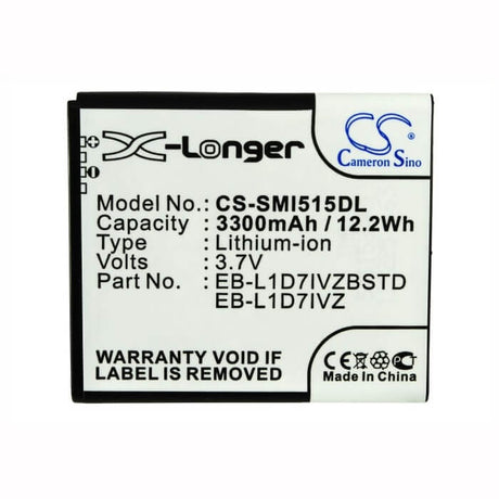 3.7V, Li-ion, 3300mAh, SmartPhone battery fits Samsung, Verizon, Eb-l1d7ivz, Sch-i515, 12.21Wh Mobile, SmartPhone Cameron Sino Technology Limited (Smartphone)
