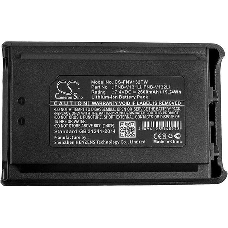 7.4V, Li-ion, 2600mAh, Two-Way Radio battery fits Yaesu, Vertex, Fnb-v131li, Vx-230, Vx-231, 19.24Wh Two-Way Radio Cameron Sino Technology Limited