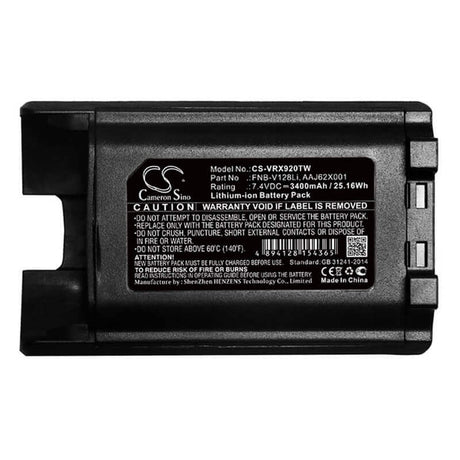 7.4V, Li-ion, 3400mAh, Two-Way Radio battery fits Vertex, Aaj62x001, Vx-820, Vx-821, 25.16Wh Two-Way Radio Cameron Sino Technology Limited