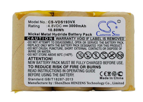 4.8V, Ni-MH, 3000mAh, Vacuum battery fits Vileda, As-193e9a, S01, 14.4Wh Vacuum Cameron Sino Technology Limited