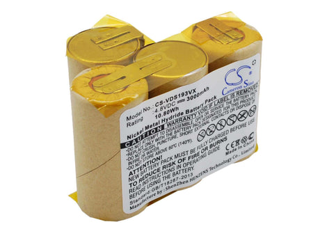 4.8V, Ni-MH, 3000mAh, Vacuum battery fits Vileda, As-193e9a, S01, 14.4Wh Vacuum Cameron Sino Technology Limited