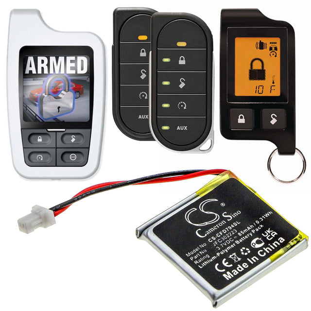 3.7V, Li-Polymer, 85mAh, Remote Start battery fits Python, Viper, Autostart, Clifford, Jfc302223, 7506as, As757, 0.31Wh Remote Start and Entry Systems Cameron Sino Technology Limited