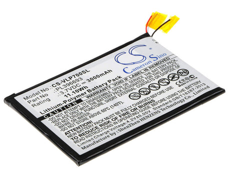 3.7V, Li-Polymer, 3000mAh, Tablet battery fits Visual Land, Pl396693, Me-7g-8gb, Prestige 7g 7", 11.10Wh Tablet Cameron Sino Technology Limited