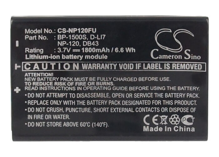 Camera Battery For Vivikai Hd-c3, Hdc-8800, Hd-d10ii, Hdv-8800 3.7v, 1800mah - 6.66wh Camera Cameron Sino Technology Limited (Camera)