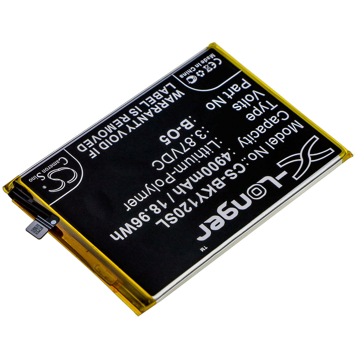 3.87V, Li-Polymer, 4900mAh, SmartPhone battery fits Vivo, B-o5, Pd1901, Y12, 18.96Wh Mobile, SmartPhone Cameron Sino Technology Limited (Smartphone)