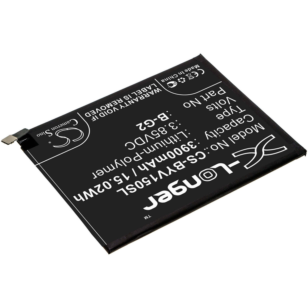 3.85V, Li-Polymer, 3900mAh, SmartPhone battery fits Vivo, B-g2, V15, V1831, 15.02Wh Mobile, SmartPhone Cameron Sino Technology Limited (Smartphone)