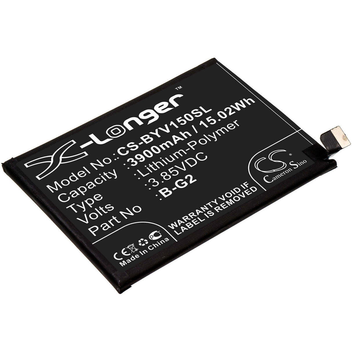 3.85V, Li-Polymer, 3900mAh, SmartPhone battery fits Vivo, B-g2, V15, V1831, 15.02Wh Mobile, SmartPhone Cameron Sino Technology Limited (Smartphone)