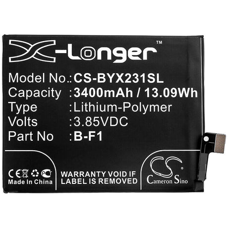 3.85V, Li-Polymer, 3400mAh, SmartPhone battery fits Vivo, B-f1, V1816, V1816a, 13.09Wh Mobile, SmartPhone Cameron Sino Technology Limited (Smartphone)