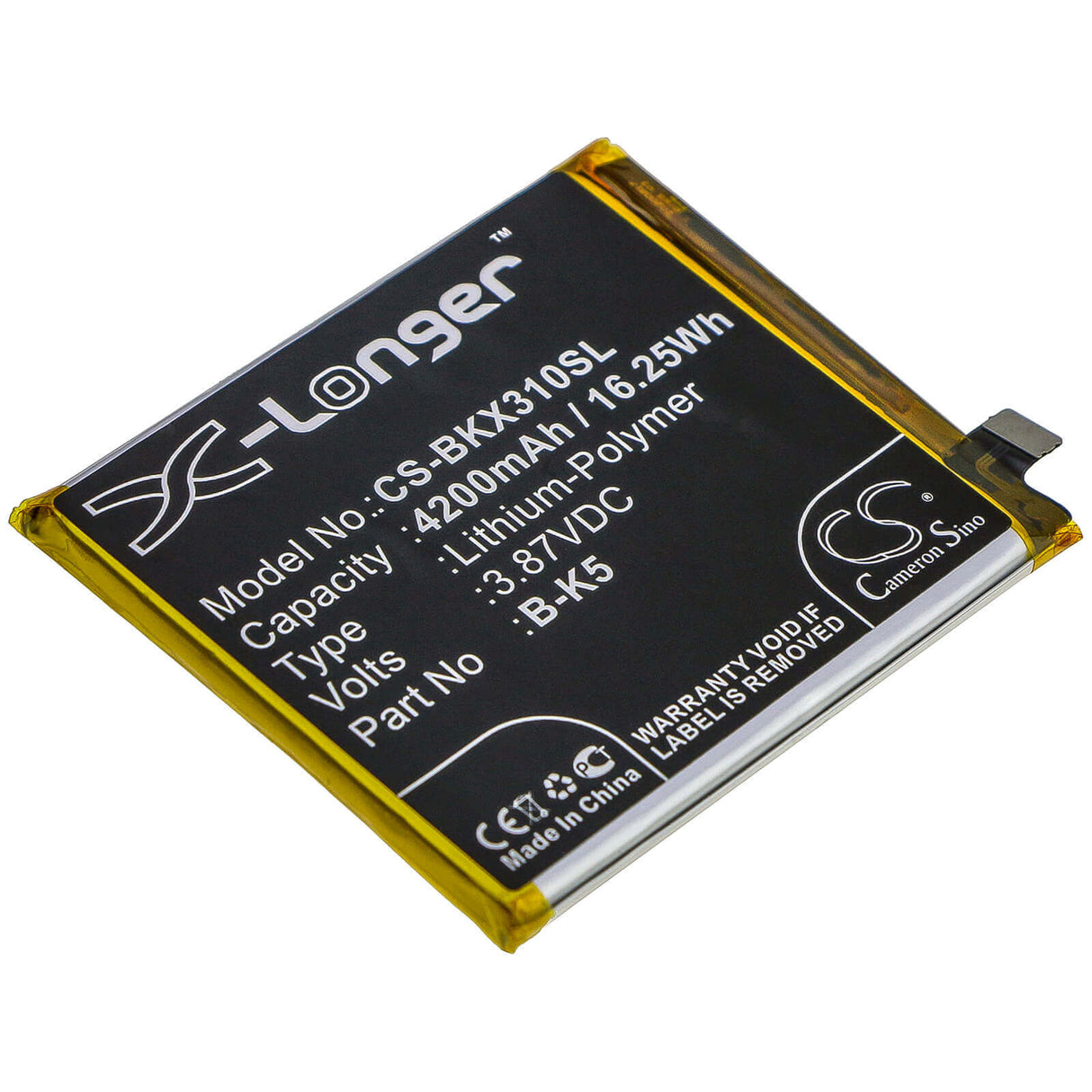 3.87V, Li-Polymer, 4200mAh, SmartPhone battery fits Vivo, B-k5, V1938, V1938c, 16.25Wh Mobile, SmartPhone Cameron Sino Technology Limited (Smartphone)