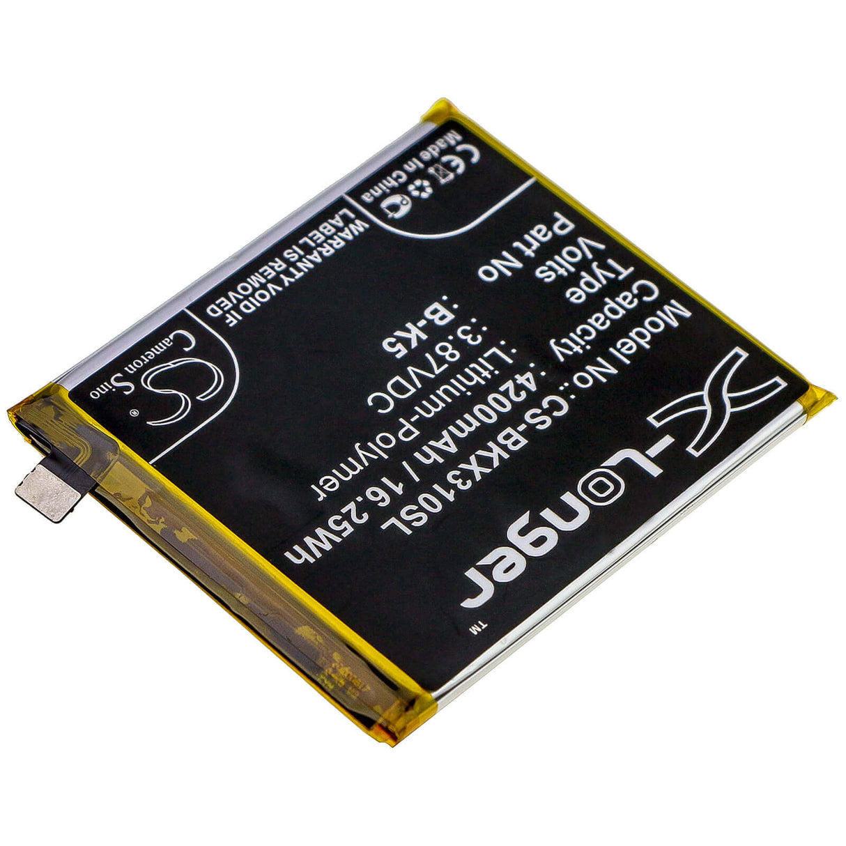 3.87V, Li-Polymer, 4200mAh, SmartPhone battery fits Vivo, B-k5, V1938, V1938c, 16.25Wh Mobile, SmartPhone Cameron Sino Technology Limited (Smartphone)