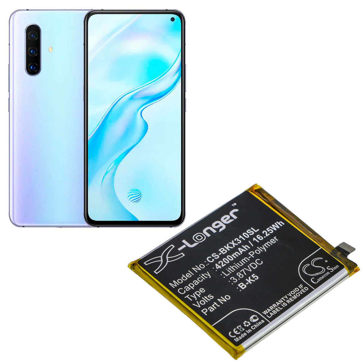3.87V, Li-Polymer, 4200mAh, SmartPhone battery fits Vivo, B-k5, V1938, V1938c, 16.25Wh Mobile, SmartPhone Cameron Sino Technology Limited (Smartphone)