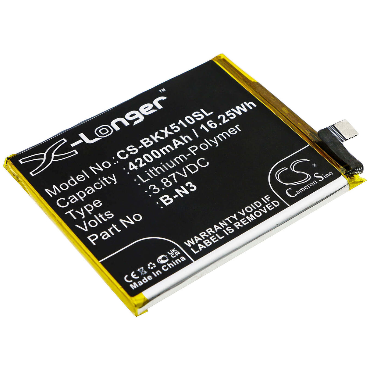 3.87V, Li-Polymer, 4200mAh, SmartPhone battery fits Vivo, B-n3, V2005, V2005a, 16.25Wh Mobile, SmartPhone Cameron Sino Technology Limited (Smartphone)