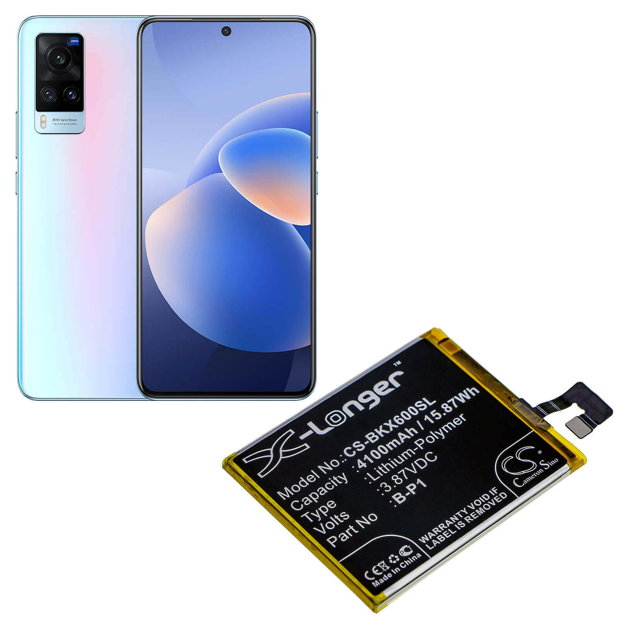 3.87V, Li-Polymer, 4100mAh, SmartPhone battery fits Vivo, B-p1, V2047, V2047a, 15.87Wh Mobile, SmartPhone Cameron Sino Technology Limited (Smartphone)