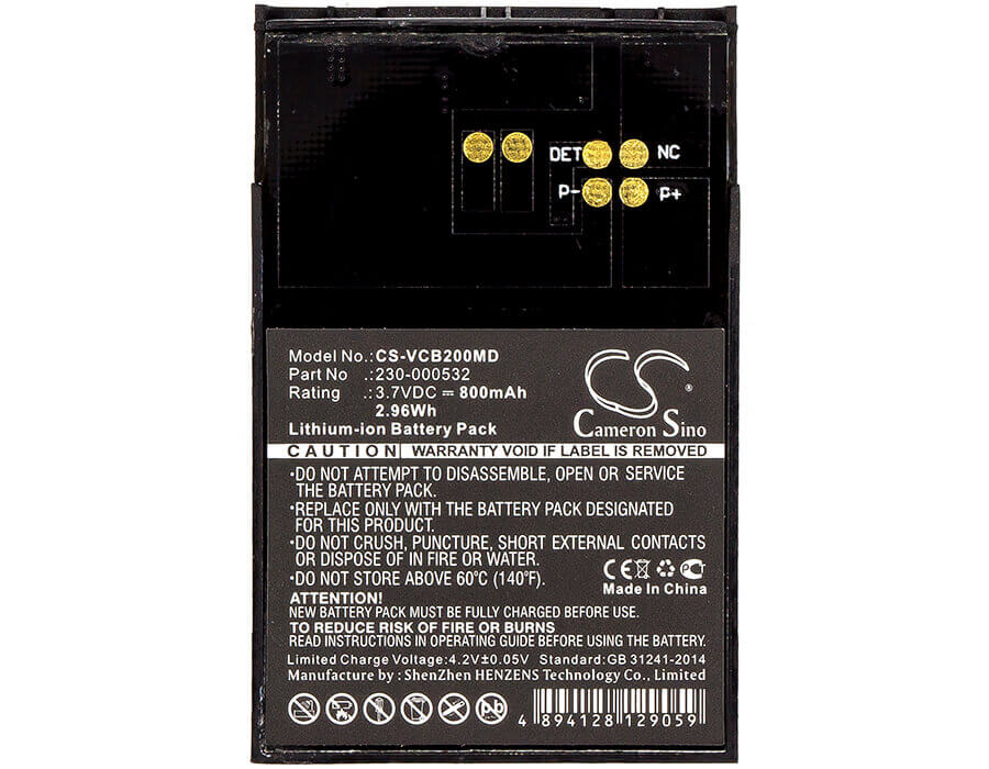 3.7V, Li-ion, 800mAh, Medical battery fits Vocera, 230-000532, Communications Badge B1000, Communications Badge B2000, 2.96Wh Medical Cameron Sino Technology Limited (Medical)