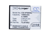 3.7V, Li-ion, 1400mAh, SmartPhone battery fits Vodafone, Tli014a2, 785 Tipo, Smart 4 Mini, 5.18Wh Mobile, SmartPhone Cameron Sino Technology Limited (Smartphone)