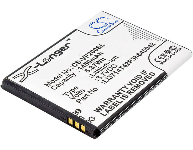 3.7V, Li-ion, 1450mAh, SmartPhone battery fits Vodafone, Li3714t42p3h645042, Smart First 7, Vfd 200, 5.37Wh Mobile, SmartPhone Cameron Sino Technology Limited (Smartphone)