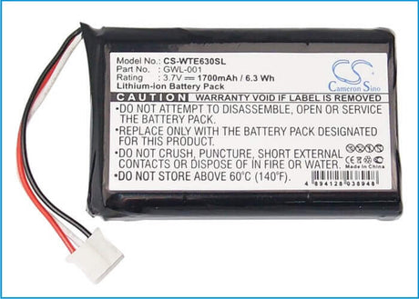3.7V, Li-ion, 1700mAh, Tablet battery fits Wacom, Gwl-001, Airliner Ws100 Tablet, Cte-620bt, 6.3Wh Tablet Cameron Sino Technology Limited