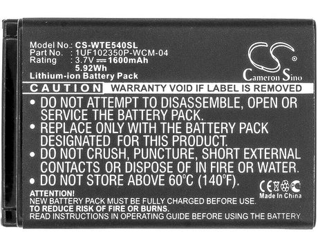 3.7V, Li-ion, 1600mAh, Tablet battery fits Wacom, 1uf102350p-wcm-03, Intuos4 Wireless, Ptk-540wl, 5.92Wh Tablet Cameron Sino Technology Limited