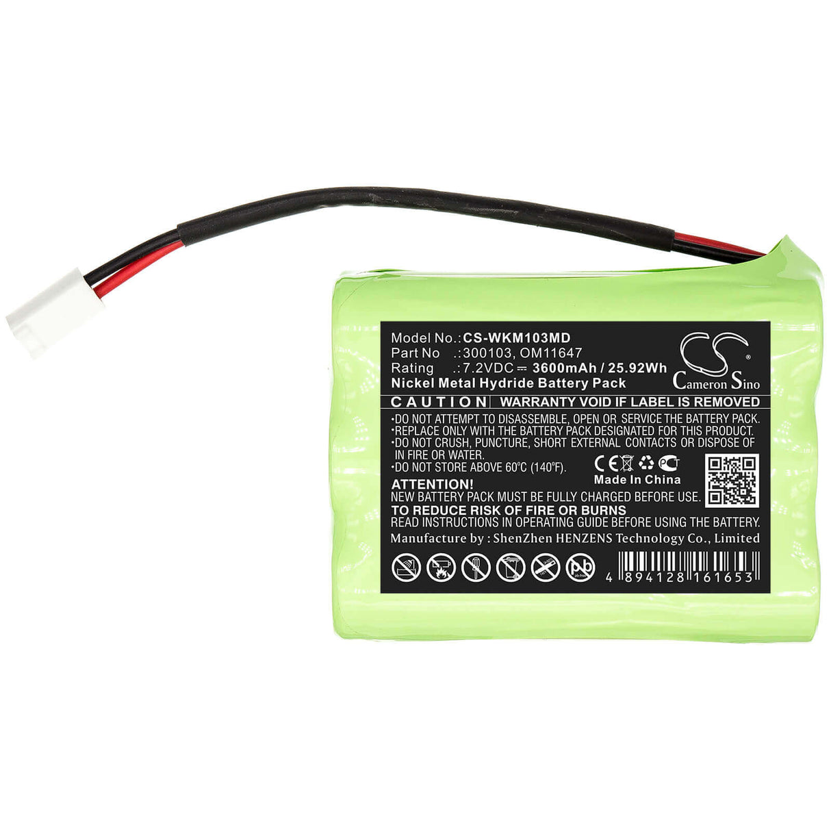 7.2V, Ni-MH, 3600mAh, Medical battery fits Walkmed, 300103, Infusion Pump, Infusion Triton, 25.92Wh Medical Cameron Sino Technology Limited (Medical)