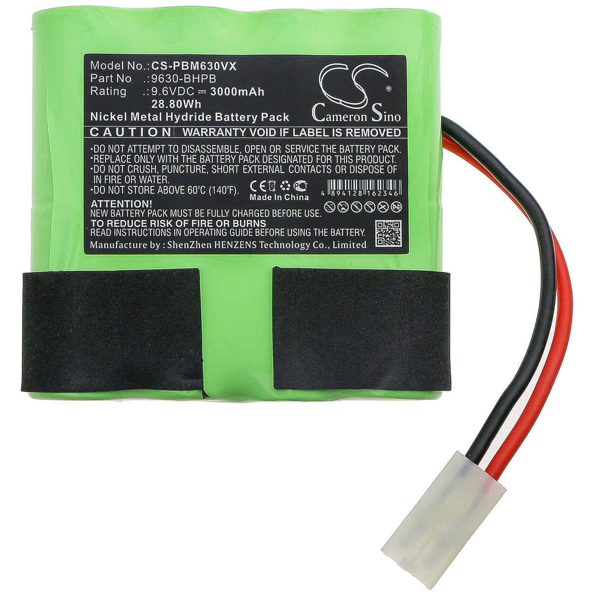 9.6V, Ni-MH, 3000mAh, Vacuum battery fits Water Tech, Pool Blaster Max Cg, 28.80Wh Vacuum Cameron Sino Technology Limited