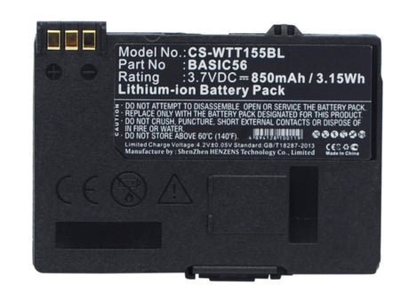 3.7V, Li-ion, 850mAh, Payment Terminal battery fits Way Systems, Basic56, Mtt 1500, Mtt 1510, 3.15Wh Payment Terminal Cameron Sino Technology Limited