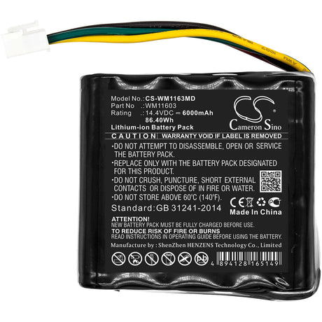 14.4V, Li-ion, 6000mAh, Medical battery fits Weinmann, Atmos, 110746-o, C261, E341, 86.4Wh Medical Cameron Sino Technology Limited (Medical)