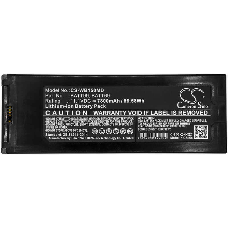 11.1V, Li-ion, 7800mAh, Medical battery fits Welch-allyn, Batt69, Connex 6000 Vital Signs Monito, Connex Spot, 86.58Wh Medical Cameron Sino Technology Limited (Medical)