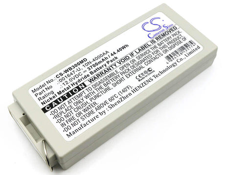 12.0V, Ni-MH, 3700mAh, Medical battery fits Welch-allyn, 001647-u, Mrl Defibrillator Pic30, Mrl Defibrillator Pic40, 44.40Wh Medical Cameron Sino Technology Limited (Medical)