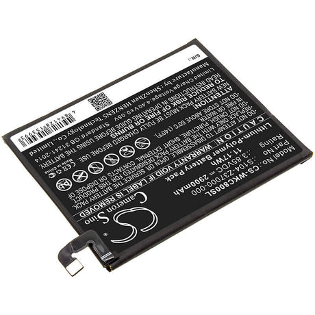 3.85V, Li-Polymer, 2900mAh, SmartPhone battery fits Wiko, 356580h, C800ae, View 2, 11.17Wh Mobile, SmartPhone Cameron Sino Technology Limited (Smartphone)