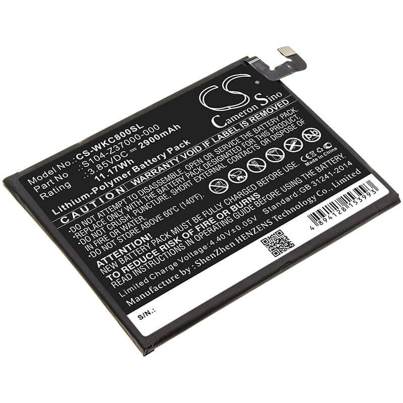 3.85V, Li-Polymer, 2900mAh, SmartPhone battery fits Wiko, 356580h, C800ae, View 2, 11.17Wh Mobile, SmartPhone Cameron Sino Technology Limited (Smartphone)