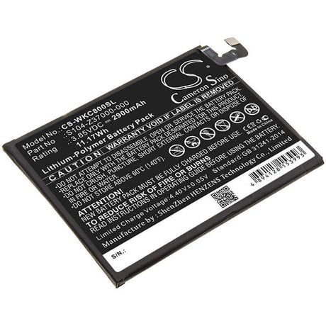 3.85V, Li-Polymer, 2900mAh, SmartPhone battery fits Wiko, 356580h, C800ae, View 2, 11.17Wh Mobile, SmartPhone Cameron Sino Technology Limited (Smartphone)