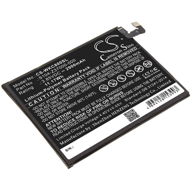 3.85V, Li-Polymer, 2900mAh, SmartPhone battery fits Wiko, 356580h, C800ae, View 2, 11.17Wh Mobile, SmartPhone Cameron Sino Technology Limited (Smartphone)