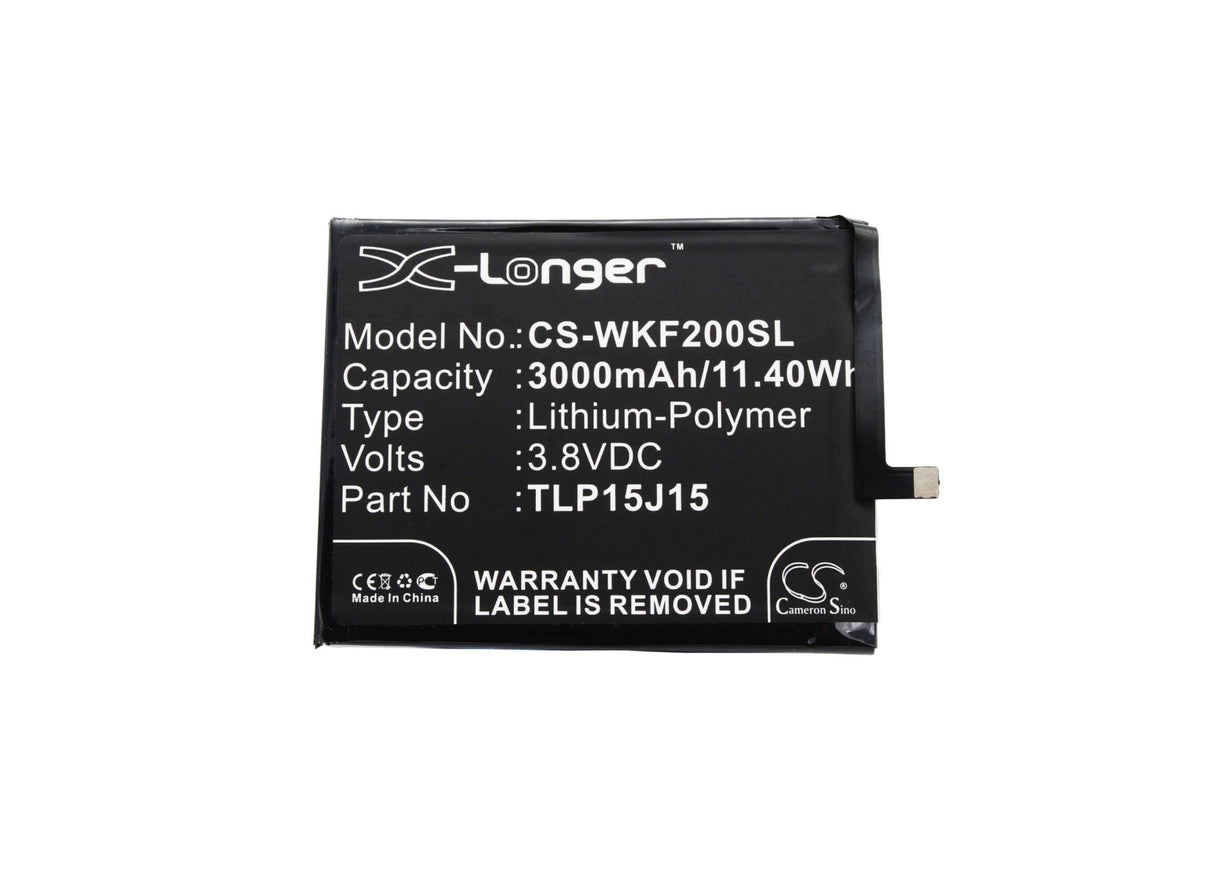 3.8V, Li-Polymer, 3000mAh, SmartPhone battery fits Wiko, Tlp15j15, Fever, Fever 4g, 11.4Wh Mobile, SmartPhone Cameron Sino Technology Limited (Smartphone)