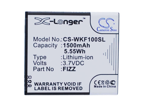 3.7V, Li-ion, 1500mAh, SmartPhone battery fits Wiko, Fizz, Fizz, 5.55Wh Mobile, SmartPhone Cameron Sino Technology Limited (Smartphone)