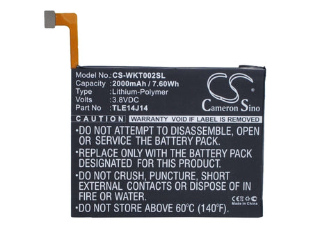 3.8V, Li-Polymer, 2000mAh, SmartPhone battery fits Wiko, Tle14i14, Getaway, 7.6Wh Mobile, SmartPhone Cameron Sino Technology Limited (Smartphone)