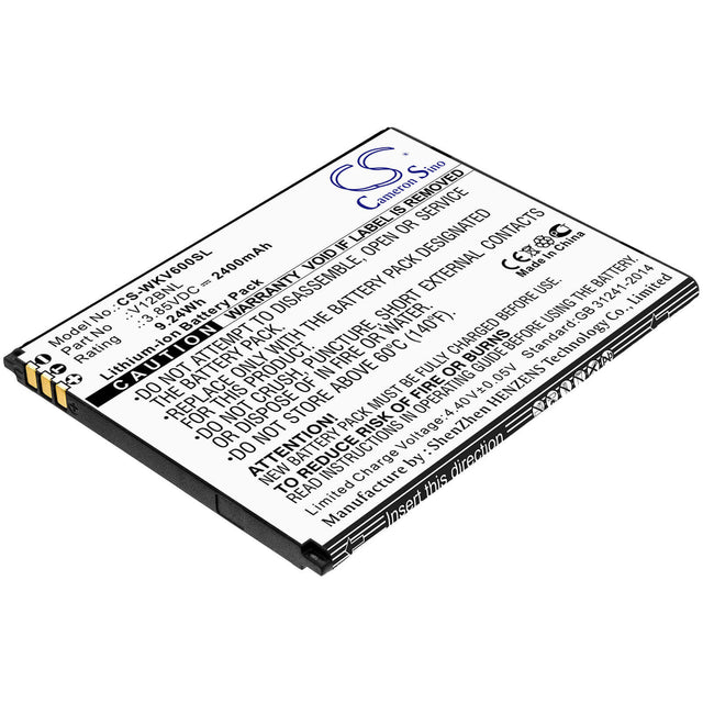 3.85V, Li-ion, 2400mAh, SmartPhone battery fits Wiko, V12bnl, Harry 2, Tommy 3 Plus, 9.24Wh Mobile, SmartPhone Cameron Sino Technology Limited (Smartphone)