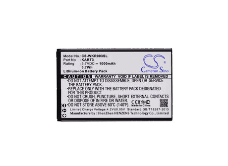3.7V, Li-ion, 1000mAh, SmartPhone battery fits Wiko, Kart3, Kart 3, Kart3, 3.7Wh Mobile, SmartPhone Cameron Sino Technology Limited (Smartphone)
