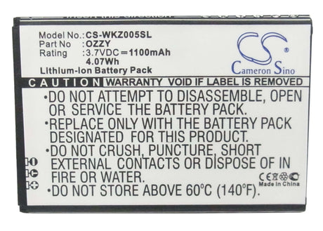 3.7V, Li-ion, 1100mAh, SmartPhone battery fits Wiko, Ozzy, Ozzy, Ozzy Double Sim, 4.07Wh Mobile, SmartPhone Cameron Sino Technology Limited (Smartphone)