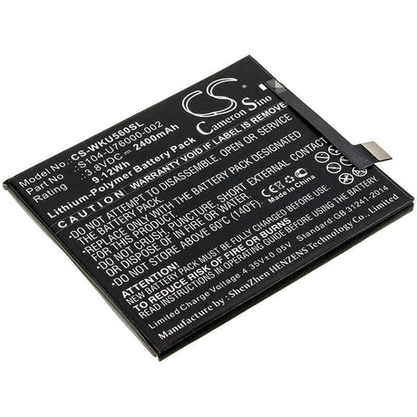 3.8V, Li-Polymer, 2400mAh, SmartPhone battery fits Wiko, S104-u76000-000, P4601, P5601, 9.12Wh Mobile, SmartPhone Cameron Sino Technology Limited (Smartphone)