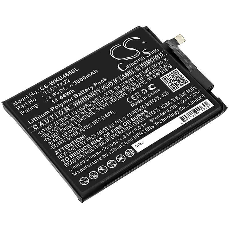 3.8V, Li-Polymer, 3800mAh, SmartPhone battery fits Wiko, Tle17k22, P4661an, U Feel Go, 14.44Wh Mobile, SmartPhone Cameron Sino Technology Limited (Smartphone)
