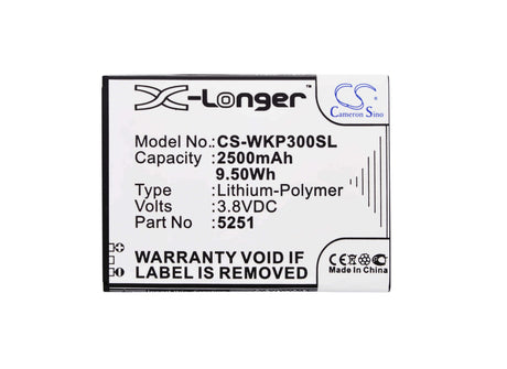 3.8V, Li-Polymer, 2500mAh, SmartPhone battery fits Wiko, 5251, Pulp 3g, Pulp 4g, 9.5Wh Mobile, SmartPhone Cameron Sino Technology Limited (Smartphone)