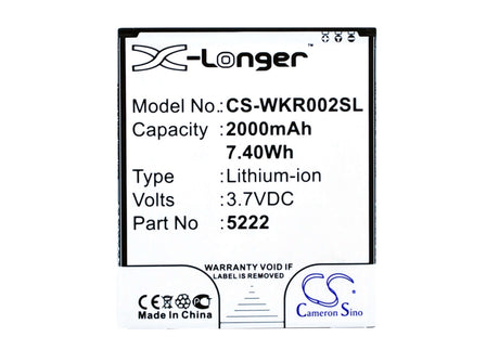 3.7V, Li-ion, 2000mAh, SmartPhone battery fits Wiko, 5222, 9669, Freddy, 7.4Wh Mobile, SmartPhone Cameron Sino Technology Limited (Smartphone)