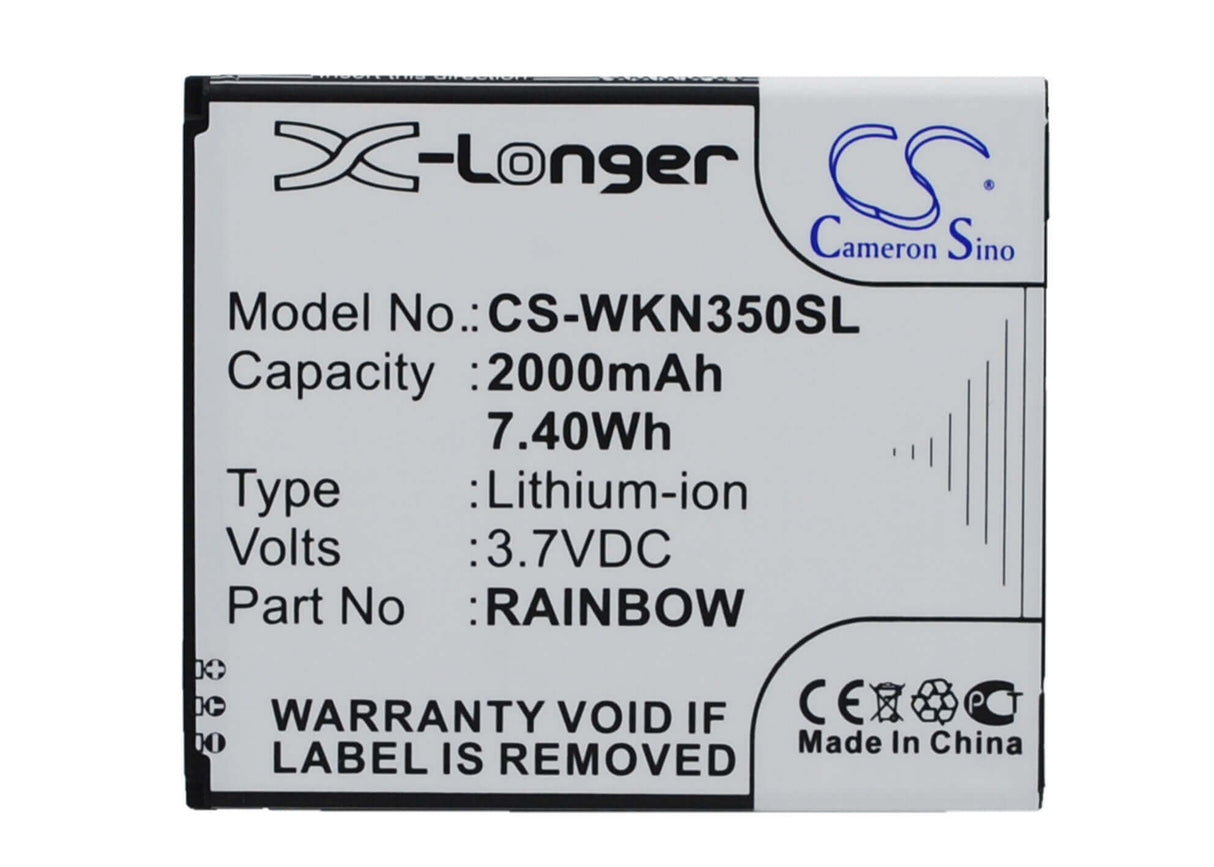 3.7V, Li-ion, 2000mAh, SmartPhone battery fits Wiko, Rainbow, Bloom, M172, 7.4Wh Mobile, SmartPhone Cameron Sino Technology Limited (Smartphone)