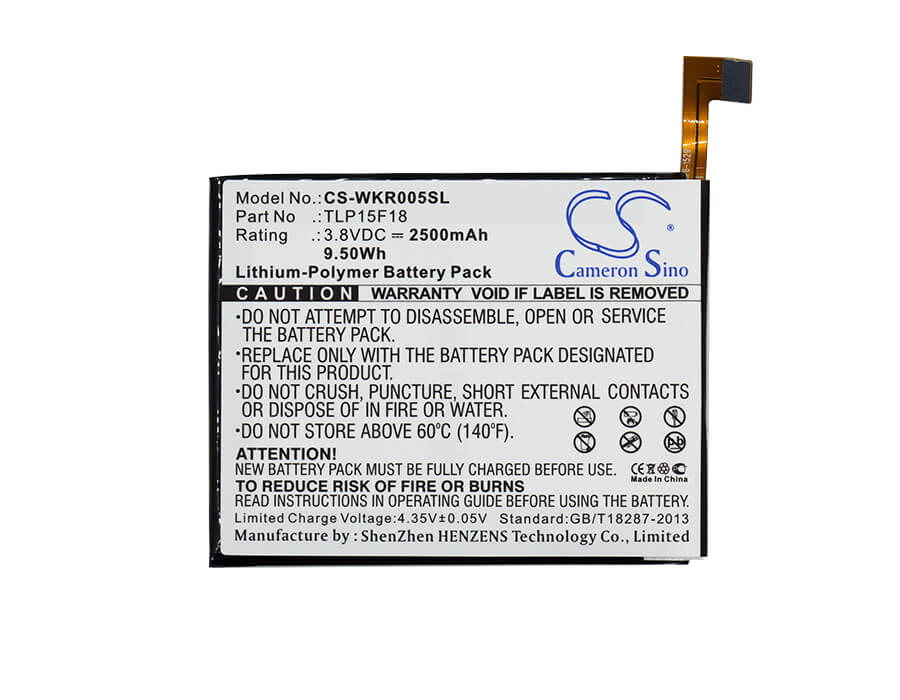 3.8V, Li-Polymer, 2500mAh, SmartPhone battery fits Wiko, Tlp15f18, Rainbow Up, Rainbow Up 4g Dual Sim Lte, 9.5Wh Mobile, SmartPhone Cameron Sino Technology Limited (Smartphone)