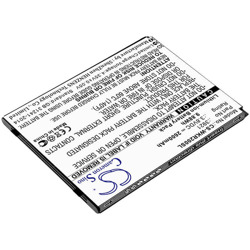 3.8V, Li-ion, 2600mAh, SmartPhone battery fits Wiko, 3921, Robby 2, 9.88Wh Mobile, SmartPhone Cameron Sino Technology Limited (Smartphone)