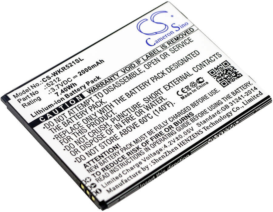 3.7V, Li-ion, 2000mAh, SmartPhone battery fits Wiko, 5212, Robby, 7.4Wh Mobile, SmartPhone Cameron Sino Technology Limited (Smartphone)