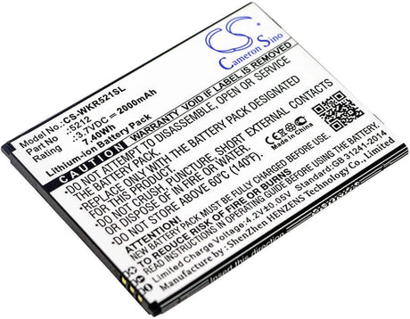 3.7V, Li-ion, 2000mAh, SmartPhone battery fits Wiko, 5212, Robby, 7.4Wh Mobile, SmartPhone Cameron Sino Technology Limited (Smartphone)