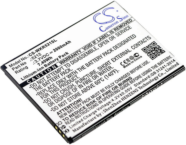 3.7V, Li-ion, 2000mAh, SmartPhone battery fits Wiko, 5212, Robby, 7.4Wh Mobile, SmartPhone Cameron Sino Technology Limited (Smartphone)